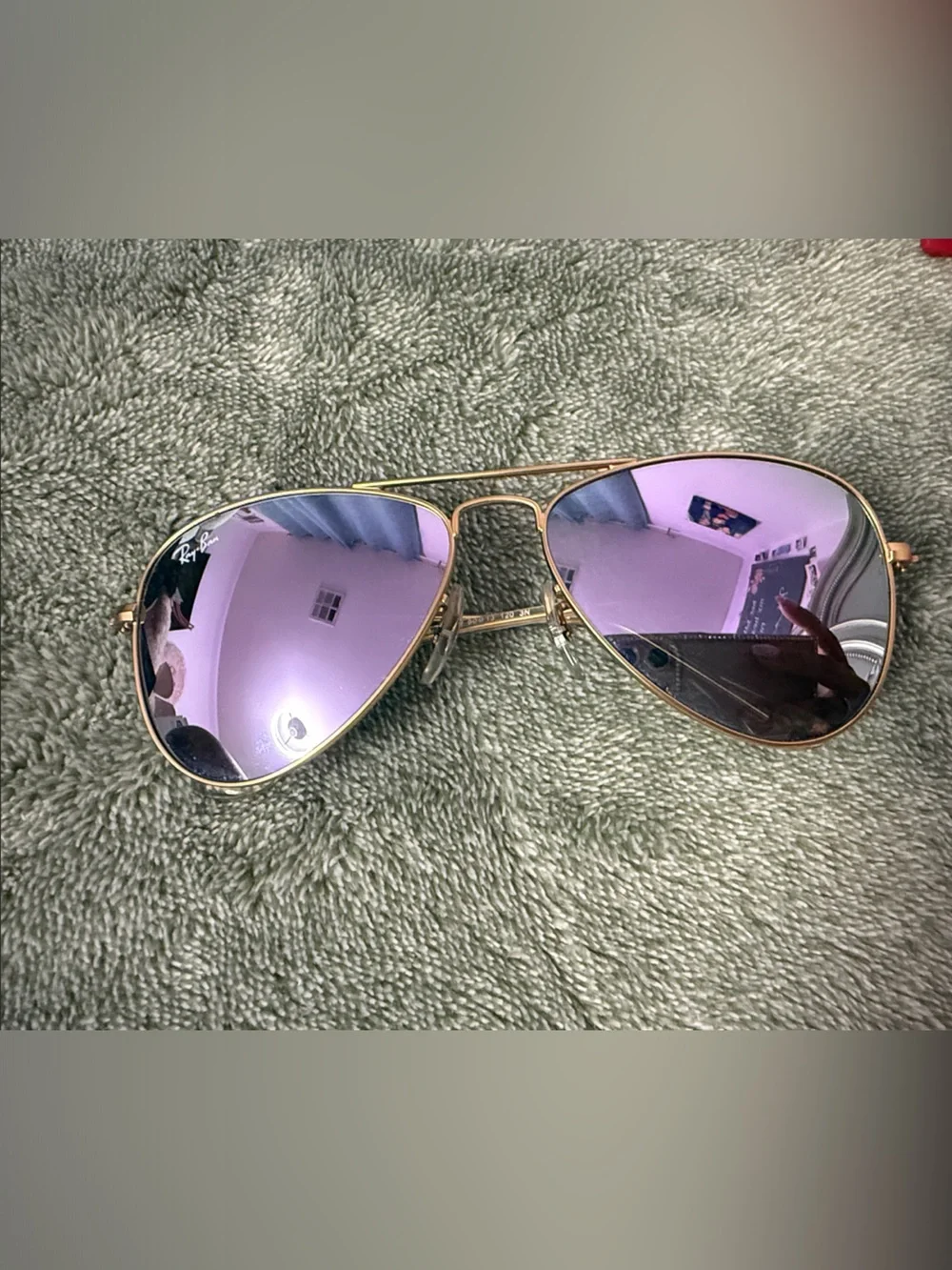Gold Frame Aviator Sunglasses with Purple Mirror Lenses